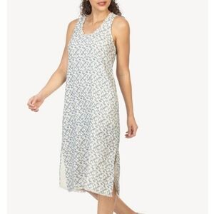 Lilla P Dress Ikat 100% Cotton Sleeveless Midi Sundress White Size M